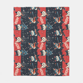 ANPASSANAMN Sten n'Rullkatter | Röd och svart Fleecefilt