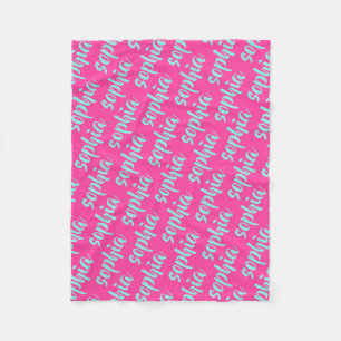 Anpassat Aqua-namnskript, fet shock rosa Fleecefilt