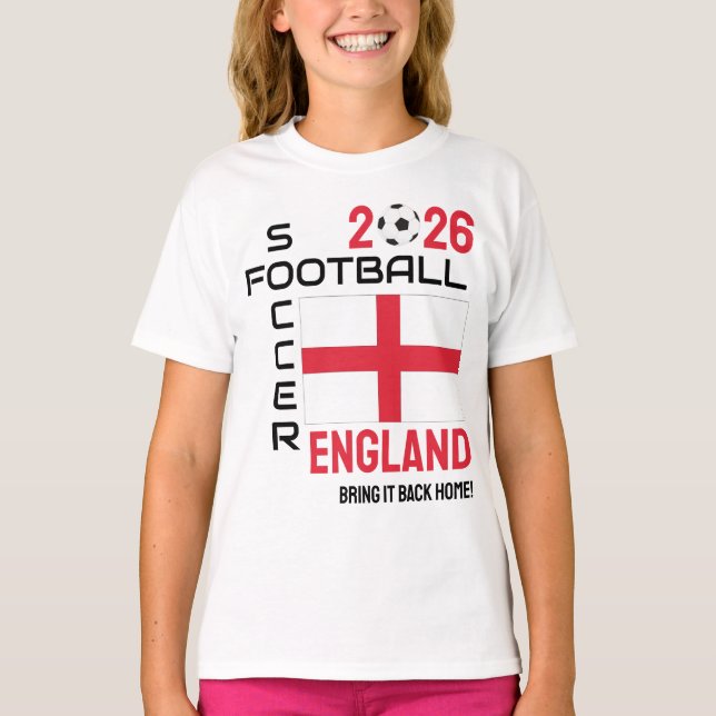 Anpassat år 2026 ENGLAND Världssoccer Fotboll  T Shirt (Framsida)