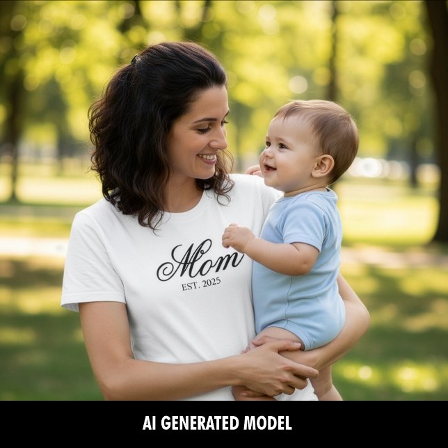 Anpassat år för mamman skript t shirt (Custom Mom Established Year Script T-Shirt)