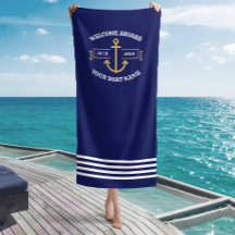 Anpassat båtnamn Välkommen ombord Navy Blue & Gold