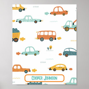 Anpassat bilnamn pastellblå och orange  poster