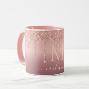 Anpassat brev med rosord Gold Glitter Namn Koffee Mugg