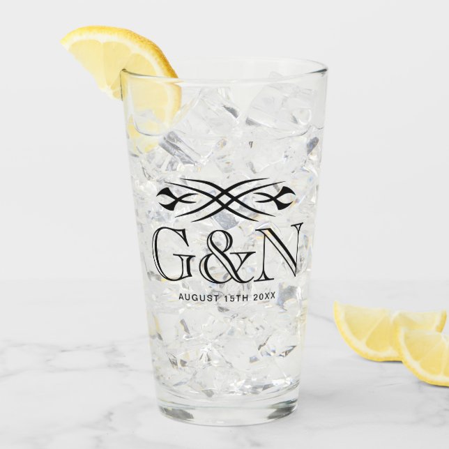 Anpassat bröllopsdricksglas med cool tatueringsdes glaskopp (Framsida Ice)