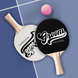 Anpassat brud- och brudgumsnamn vintage pingisracket