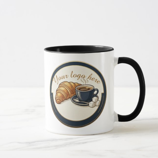 Anpassat Café Croissant-logotyp Mugg (Höger)