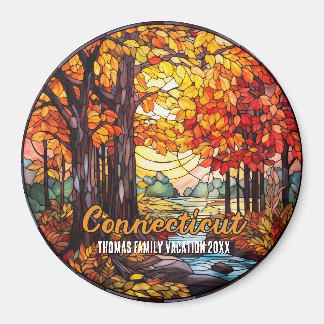 Anpassat Connecticut-semestersouvenir  Magnet (Framsidan)
