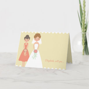 Anpassat Coral-Cream ska vara mina Bridesmaid-kort Inbjudan