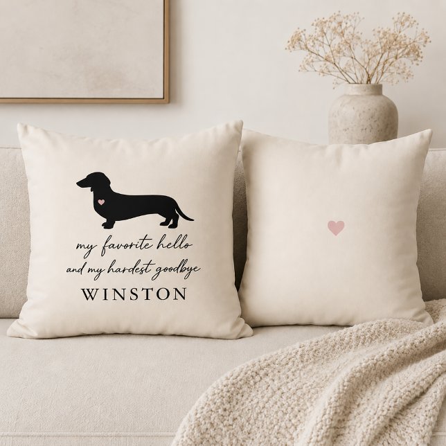 Anpassat Dachshund-minne | Kvarleva efter hundförl Kudde (Skapare uppladdad)