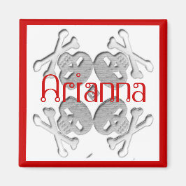 anpassat ditt namn, skalle och korsben magnet