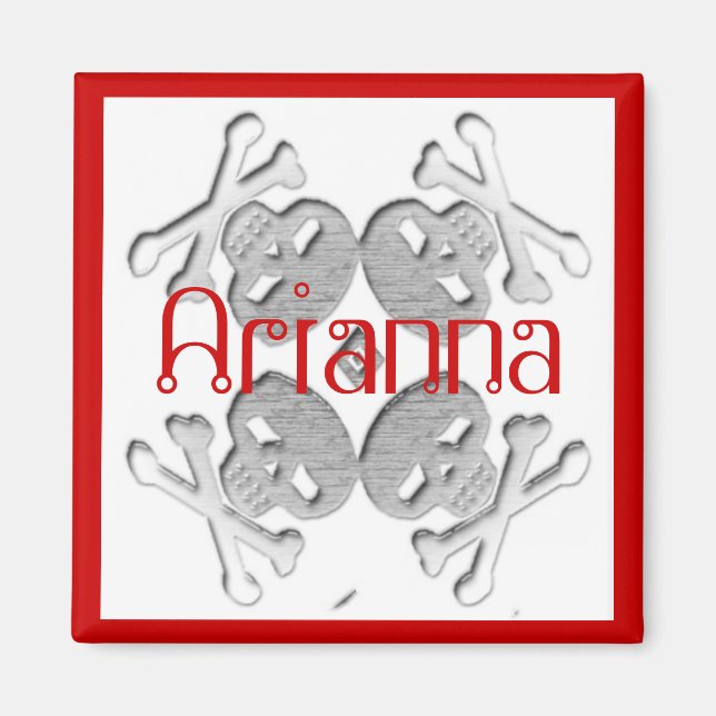 anpassat ditt namn, skalle och korsben magnet (Framsidan)