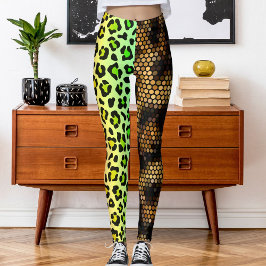 Anpassat djur av foto Leopard Vild katt Mönster Leggings