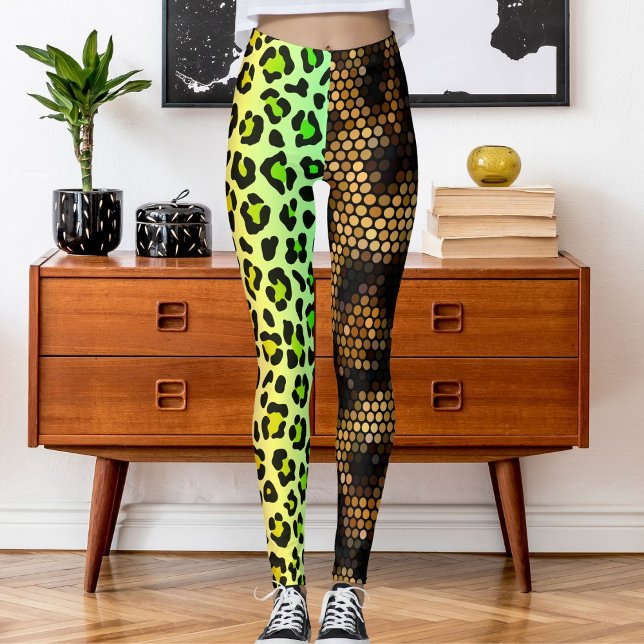 Anpassat djur av foto Leopard Vild katt Mönster Leggings (Skapare uppladdad)