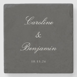 Anpassat Elegant bröllop-namn för klassiskt svart  Stenunderlägg