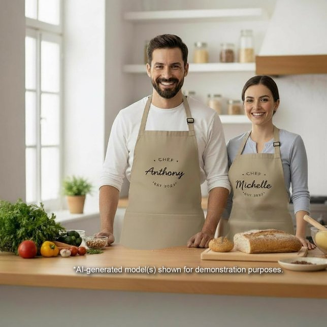 Anpassat Etablerat år Namn Kock Personligt Förkläde (Custom Chef Aprons with established year. Unisex. )