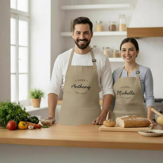 Anpassat Etablerat år Namn Kock Personligt Förkläde (Custom Chef Aprons with established year. Unisex. )