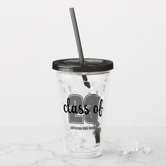 Anpassat examensår och skola akryl tumblar take away mugg (Framsida Ice)