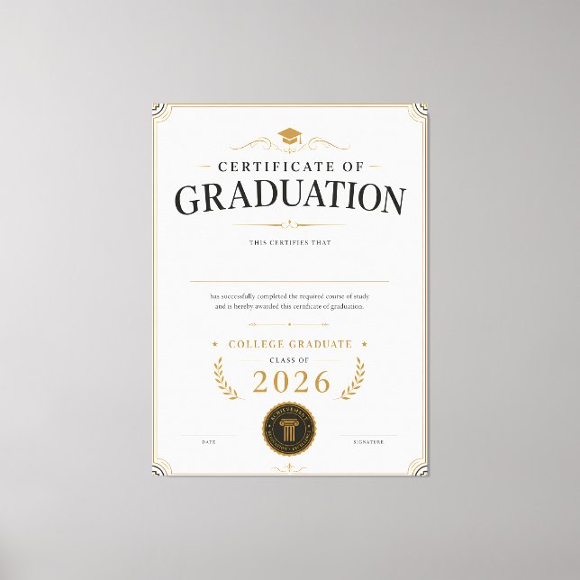 Anpassat examensbevis för högskola 2026 canvastryck (Framsida)
