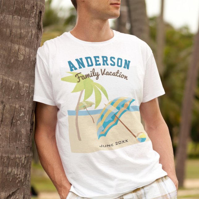 Anpassat familjenamn sommarstrand semester tee (Skapare uppladdad)