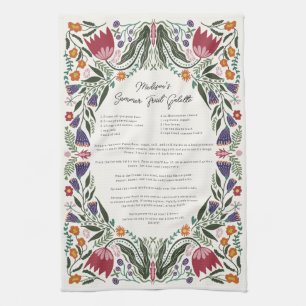 Anpassat familjerecept Folk Art Blommor Kökshandduk