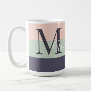 Anpassat färgblock för Initialer och monogram Lila Kaffemugg