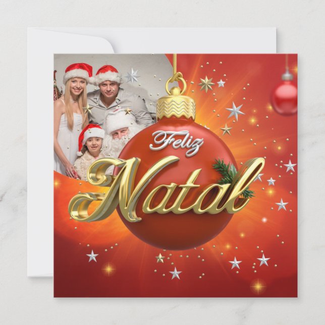 Anpassat Feliz Natal Portugisiska God jul Julkort (Framsida)