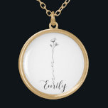 Anpassat födelsereflöde Necklace Guldpläterat Halsband<br><div class="desc">Sjunde fridlyset - Personlig Bird Flower Jewelry - Gifts for her - Birthday Gift - jul Gift Birth Flower Necklace - Personlig Birtud Flower</div>