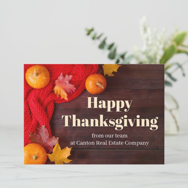 Anpassat Företag Glad Thanksgiving Pumpa Julkort (Stående Fram)