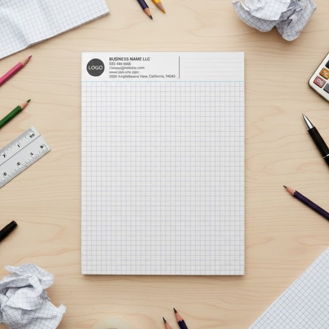 Anpassat företagsnamn & logotyp, minimalistiskt ru anteckningsblock (custom company logo notepad, graph paper for architects)