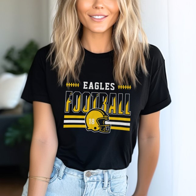 Anpassat fotbollslag gul rand mamma t shirt (Skapare uppladdad)