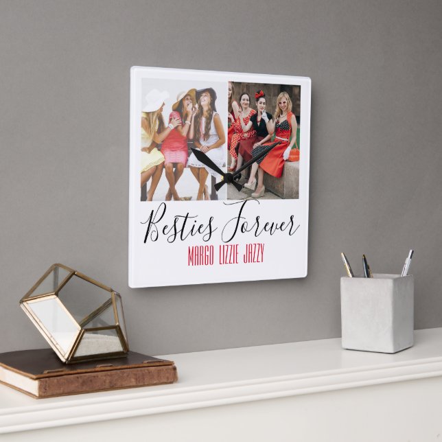 Anpassat foto för roligtens Vänskap Fyrkantig Klocka (Kontor)