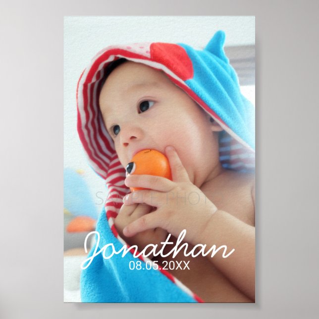 Anpassat foto med namn och datum poster (Framsidan)