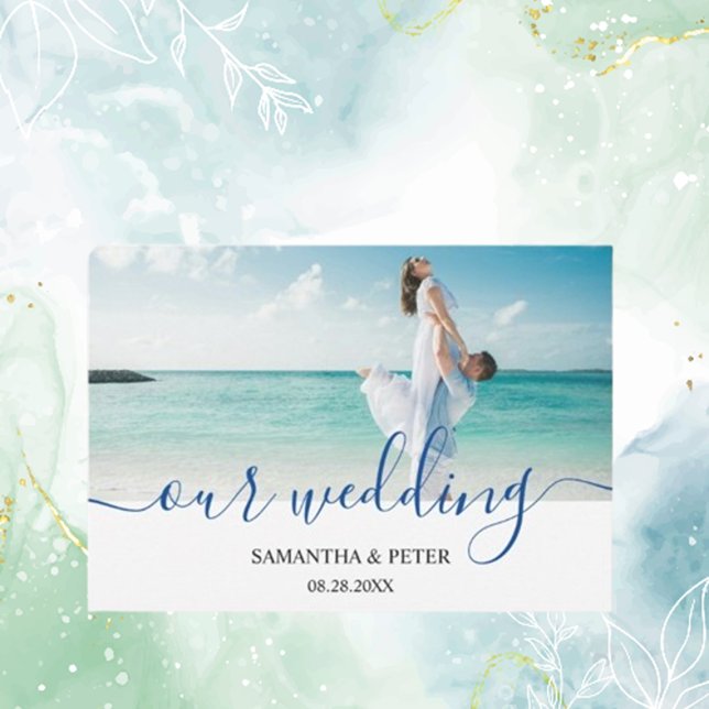 Anpassat foto Modern Beach-bröllop OSA Kort (Create lasting memories with a custom photo modern beach wedding RSVP card. )