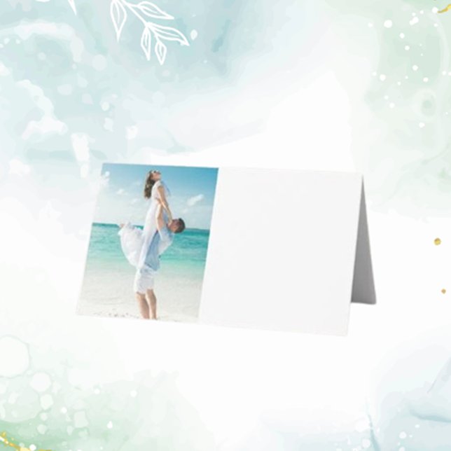 Anpassat foto Modern Beach-bröllop Placeringskort (Personalize your beach wedding with custom photo modern place cards.  )