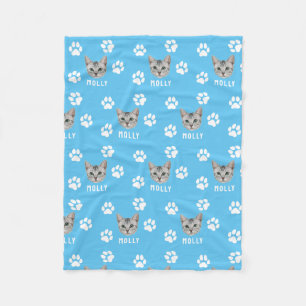 Anpassat foto och blått från kattpeppar och Namn Fleecefilt