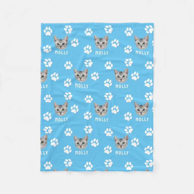 Anpassat foto och blått från kattpeppar och Namn Fleecefilt (Framsidan)