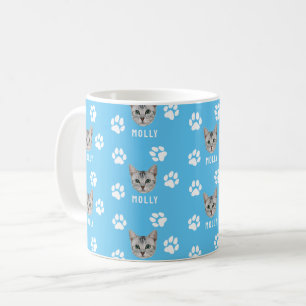Anpassat foto och blått från kattpeppar och Namn Kaffemugg
