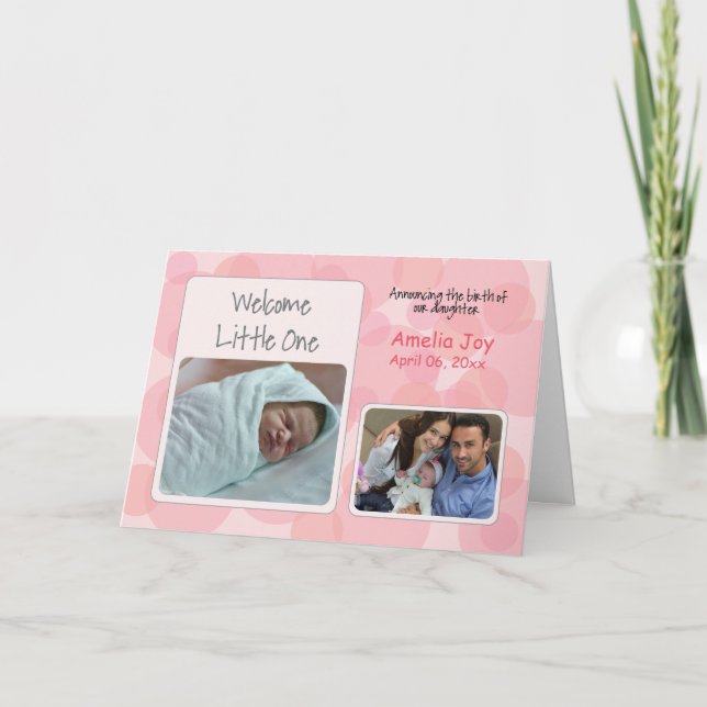Anpassat foto och födelsemeddelande i Namn Flicka Meddelande (Framsida)