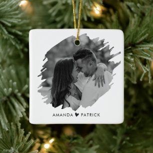 Anpassat foto par med modern Valentines day Julgransprydnad Keramik