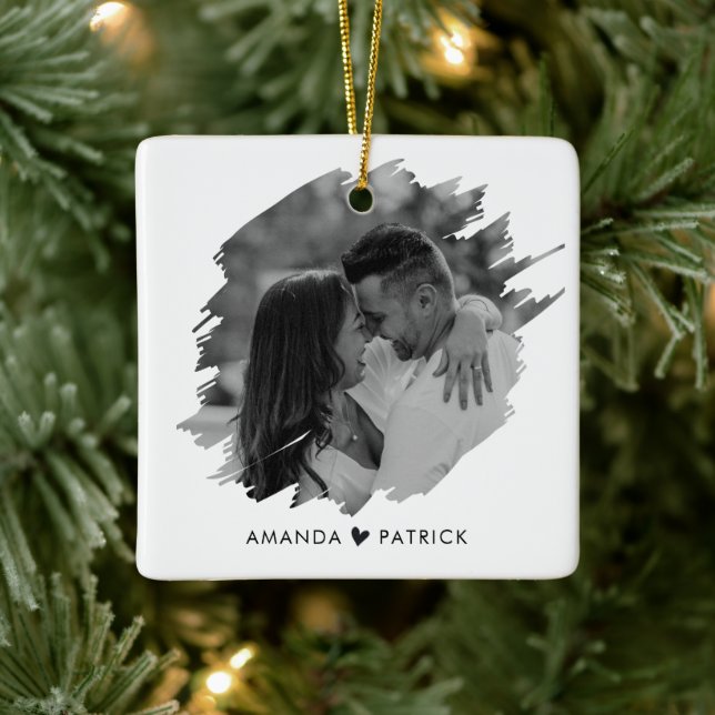 Anpassat foto par med modern Valentines day Julgransprydnad Keramik (Träd)