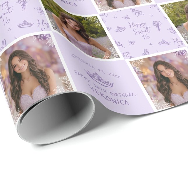 Anpassat foto Sweet 16 födelsedagspresentpapper Presentpapper (Rullad Hörn)