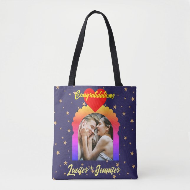 Anpassat foto Tote Bags-gåva från Modern Elegant W Tygkasse (Framsida)