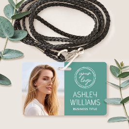 Anpassat fotoföretag logotyp namn anställd grön ID