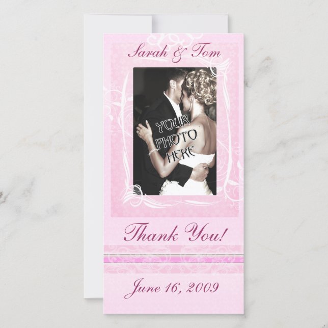 Anpassat fotokort för rosa Tack Kort (Framsida)