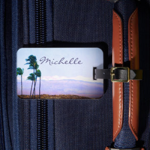 Anpassat fotoskript för hawaii tropiska handflatan bagagebricka