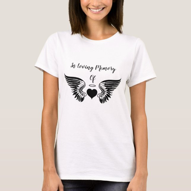 Anpassat gel Heart och Vingar i Loving Memory T Shirt (Framsida)