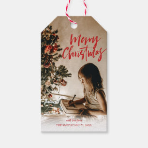 Anpassat God jul Lägg till din fotoutgåva T Presentetikett