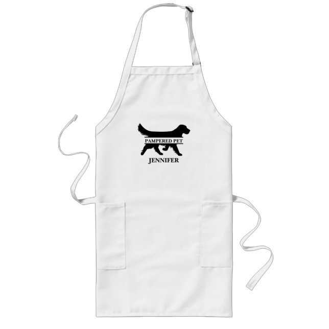 Anpassat Golden Retriever Pet Groomer Apron Långt Förkläde (Framsidan)