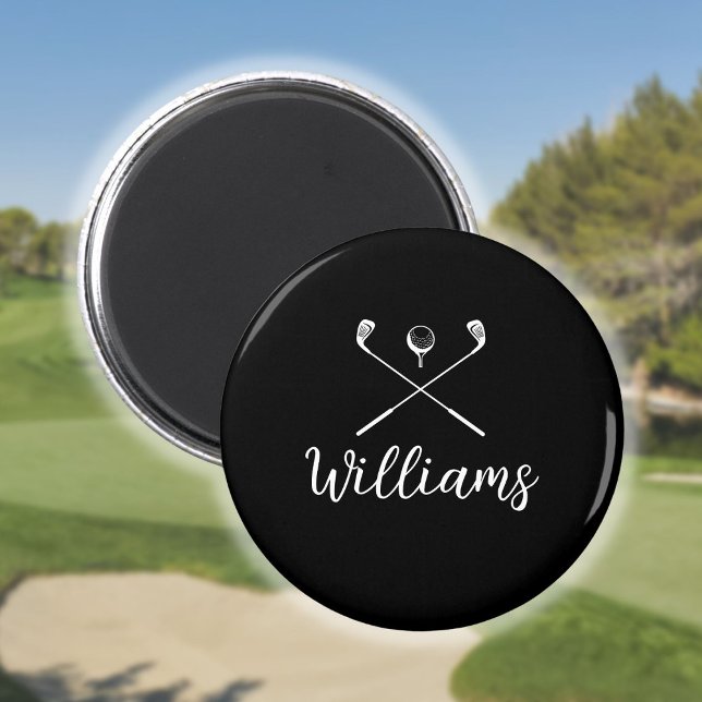 Anpassat golfklubbsnamn i egen skriftstil magnet (Custom Script Name Golf Clubs Magnet)