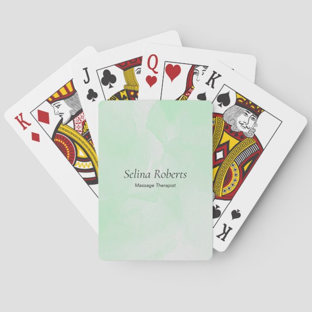 Anpassat grönt akvarellnamn casinokort (Baksidan)